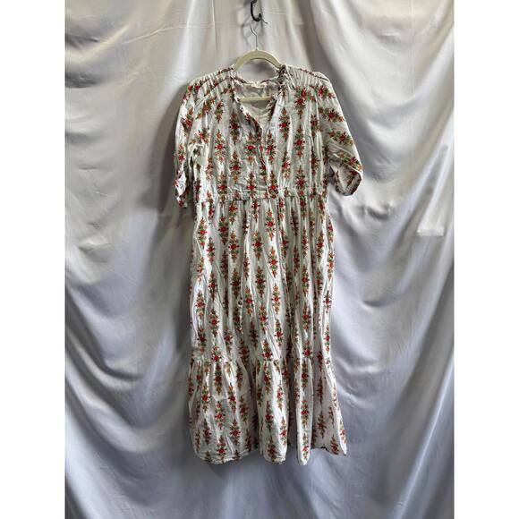 Banjanan Floral Print Betty Dress Size L Off-White - Picture 3 of 6